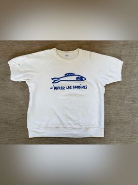 Clare V x Gjusta ‘Liberez Les Sardines’ cotton shirt sleeve sweatshirt